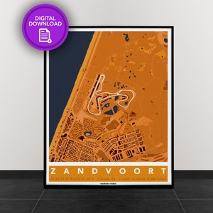 Zandvoort | Spoorkaart voor Poster Wall Art | Formule 1 Poster | Digitale download