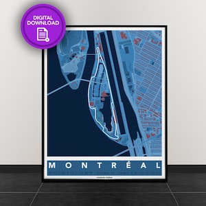 Circuit Gilles Villeneuve, Montréal | Spoorkaart voor Poster Wall Art | Formule 1 Poster | Digitale download