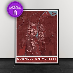 Carte du campus de l’Université Cornell | Cadeau de fin d’études de la promotion 2022 | Affiche d’art mural de l’Université