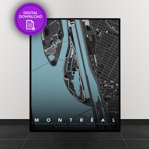 Circuit Gilles Villeneuve, Formula 1 Grand Prix | F1 Poster | Formula 1 Track Prints | Gifts For Him | Gifts For Her | F1 Circuit Map Print