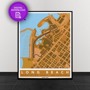 Grand Prix van Long Beach | Track Map voor Poster Wall Art | IMSA Poster voor Kantoor, Garage, Sim Racing | Digitale download