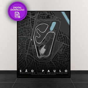 Großer Preis von Brasilien, Interlagos, Sao Paulo | Track Map für Poster Wall Art | Formel 1 Poster | Digitaler Download