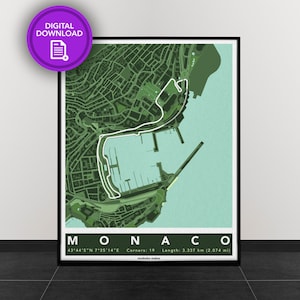 Monaco | Track Map for Poster Wall Art | Formula 1 Poster | Digital Download