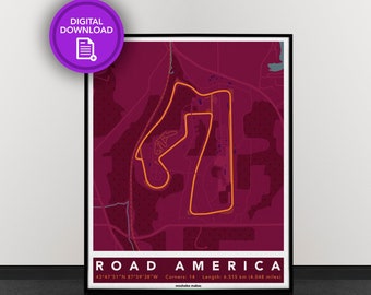 Road America | Track Map for Poster Wall Art | IMSA, IndyCar Poster | Digital Download