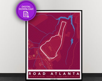 Road Atlanta | Track Map for Poster Wall Art | IMSA Poster | Digital Download