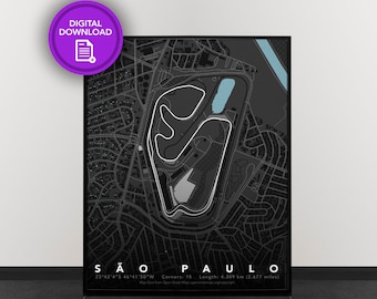 Brazilian F1 Grand Prix, Interlagos, Sao Paulo | Track Map for Poster Wall Art | Formula 1 Poster | Digital Download