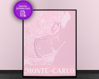 Monaco | Pastel Color Track Map for Poster Wall Art | Formula 1 Poster| Gift for Her, Gift for Him | Digital Download