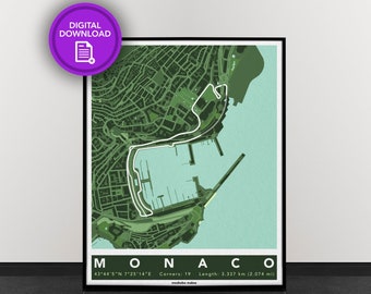 Monaco | Track Map for Poster Wall Art | Formula 1 Poster | Digital Download