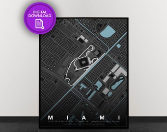 Gran Premio de Miami, Autódromo Internacional de Miami, F1 / Mapa de pista para Poster Wall Art / Fórmula 1 Poster / Descarga digital