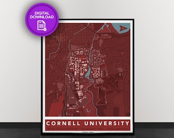 Cornell University Campus Map | Class of 2022 Graduation Gift | University Wall Art Poster