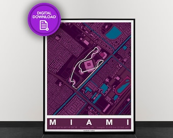Miami International Autodrome / Track Map for Poster Wall Art / Formula 1 Poster / Descarga digital