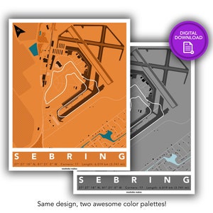 Sebring International Raceway [Dual Pack] | Track Map für Poster Wall Art | IMSA Poster | Digitaler Download