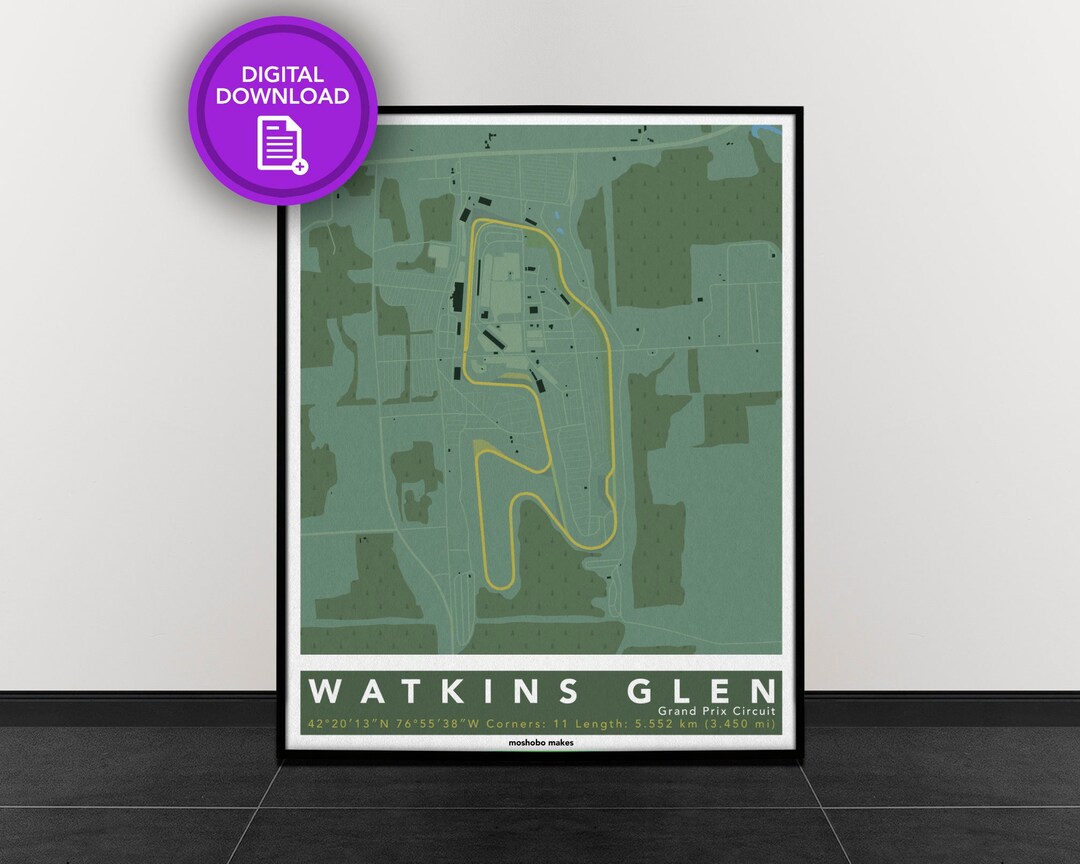 Watkins Glen Track Map for Poster Wall Art IMSA Indycar Etsy