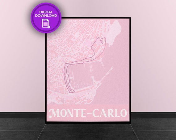 Monaco | Pastel Color Track Map for Poster Wall Art | Formula 1 Poster| Gift for Her, Gift for Him | Digital Download