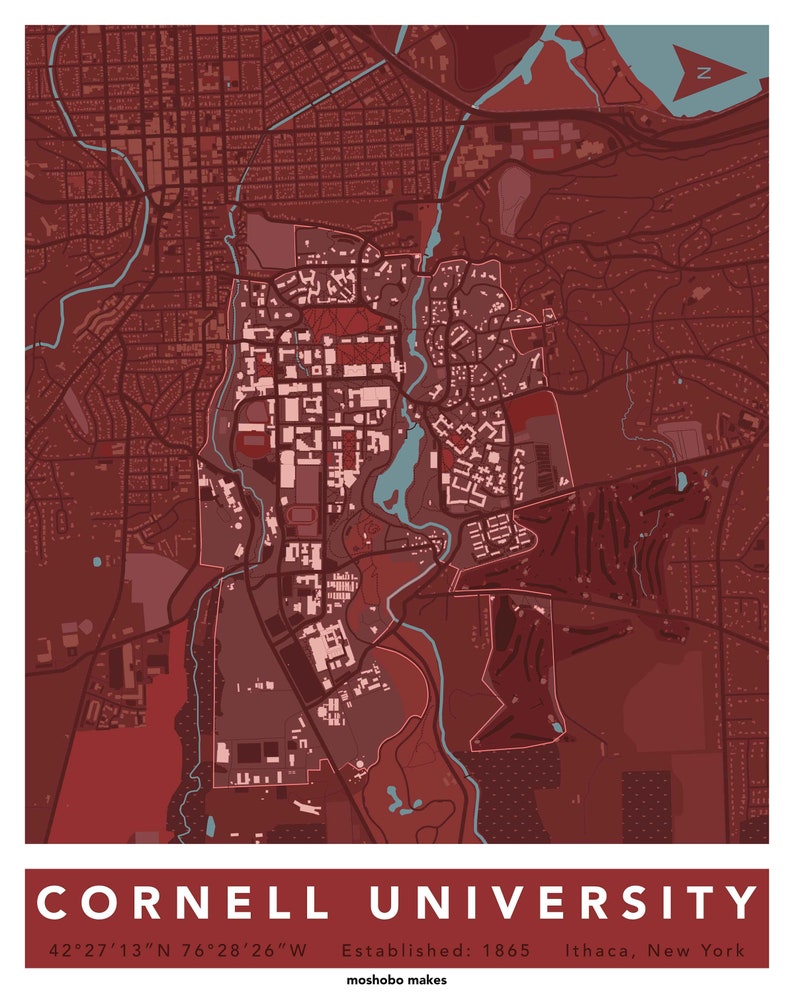 Cornell University Campus Map Class of 2022 Graduation Gift Etsy UK