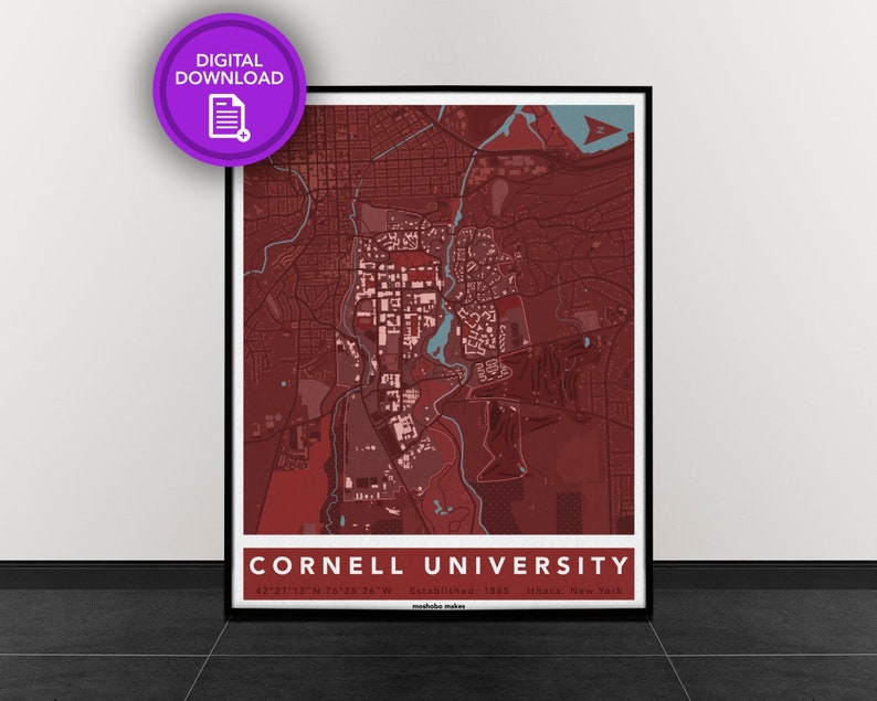 Cornell University Campus Map Class of 2022 Graduation Gift University
