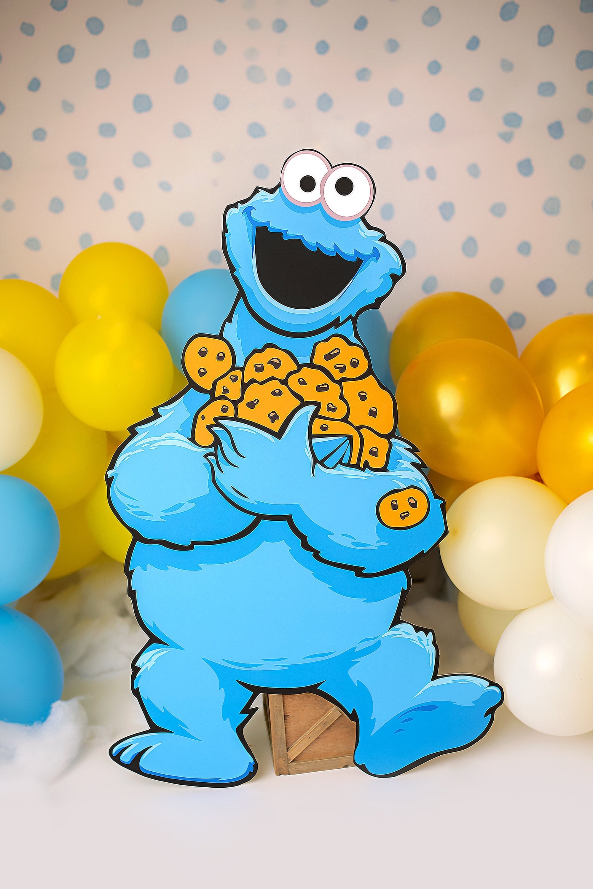 Cookie of Monster Birthday Decorations, Cartoon Cookie Party Supplies Set Include Happy Birthday Banner, Cupcake Cake Toppers Balloons for Boys and