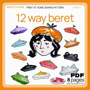 12 Way Beret - Cute Sewing Pattern PDF Download