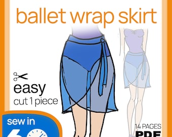 Ballet Wrap Skirt - Simple Mini Skirt Sewing Pattern PDF Download