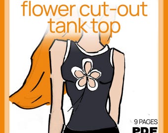 Flower Cut Out Tank Top - Sewing Pattern PDF Download
