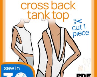Cross Back Tank Top - Super Simple Sewing Pattern PDF Download