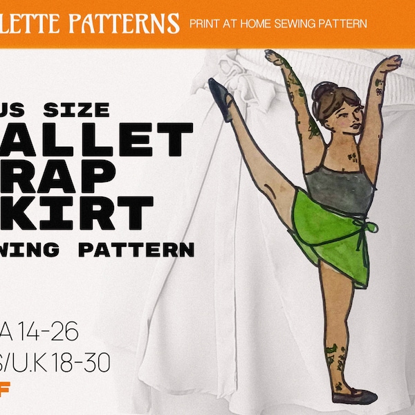 Plus Size Ballet Wrap Skirt - Simple Mini Skirt Sewing Pattern PDF Download