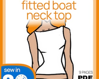 Fitted Boat Neck Top - Sewing Pattern PDF Download