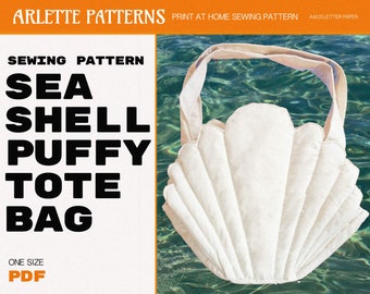 Seashell Puffy Tote Bag - Sewing Pattern PDF Download