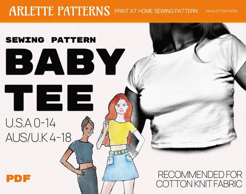 Simple Baby Tee Crop Top Sewing Pattern PDF Download Etsy