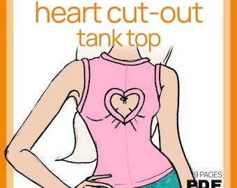 Heart Cut Out Tank Top - Sewing Pattern PDF Download