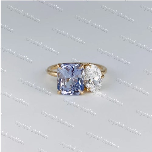 Radiant Cut Natural Tanzanite Engagement Ring Diamond Ring Solid 14K shops Yellow Gold Wedding Ring Art Deco Promise Ring Birthday Gift for Her