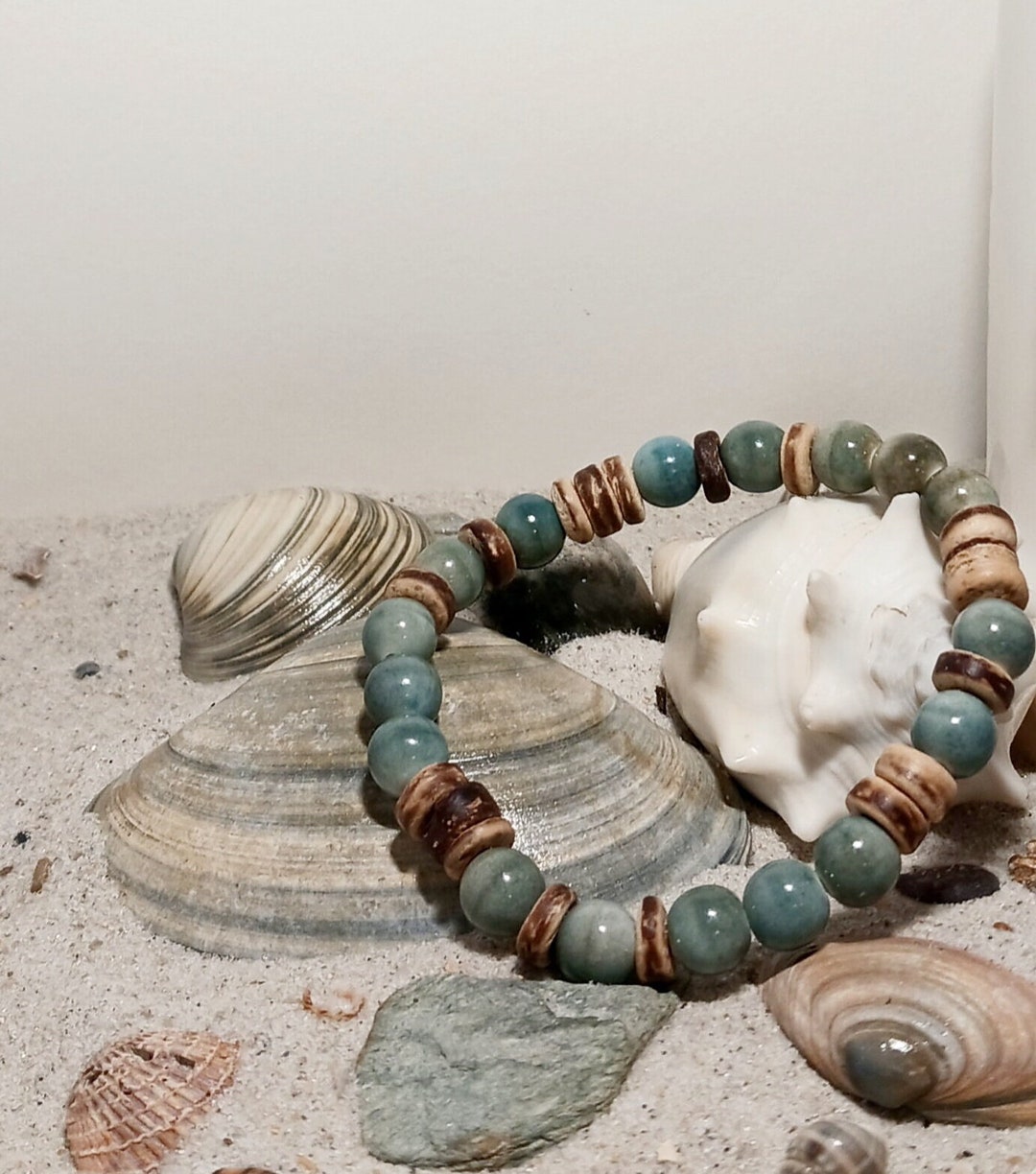 Maui Bracelet Ceramic and Wood Beads. Etsy