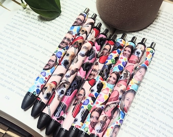 Personalized Pen with Customizable Photos - Unique Gift Idea - Heart Themed background, up to 5 photos, faces