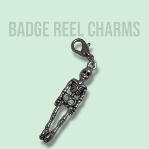 Badge Reel charm - skeleton charm with lobster clasp for charm bracelet, key ring, or badge holder - gift for nurse, radiologist, xray tech