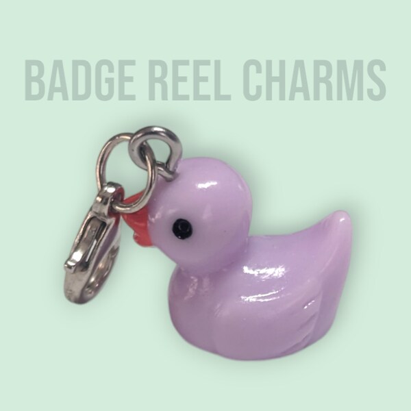 Rubber Ducky Badge Reel Charms - lobster clasp charms for charm bracelet, key ring, and more - rubber duck