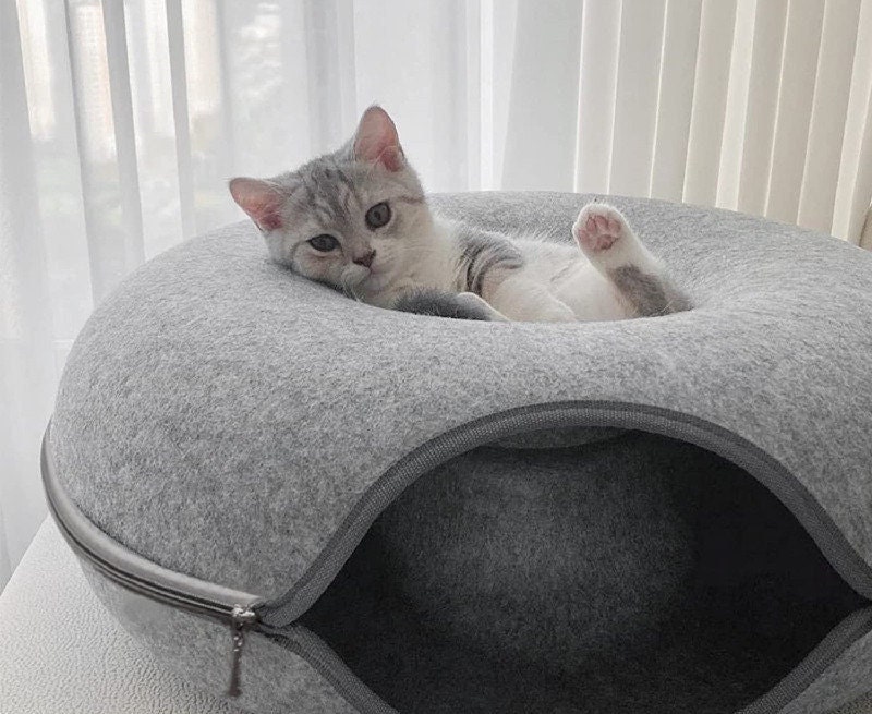 Donut Cat Bed felt Pet Cat Cave Beds Nest Funny Round | Etsy Australia