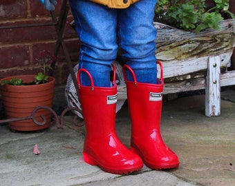 Red or Blue Town & Country Wellington Boots Red " I Light Up " Children Kids UK Sizes 8-13 Girls Boys Wellies Safety