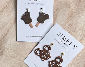 Pendientes colgantes de ratón mágico con forma de bocadillo / Pendientes de arcilla polimérica / Pendientes de arcilla / Joyería hipoalergénica / Joyería ligera / Inspirados en parques temáticos