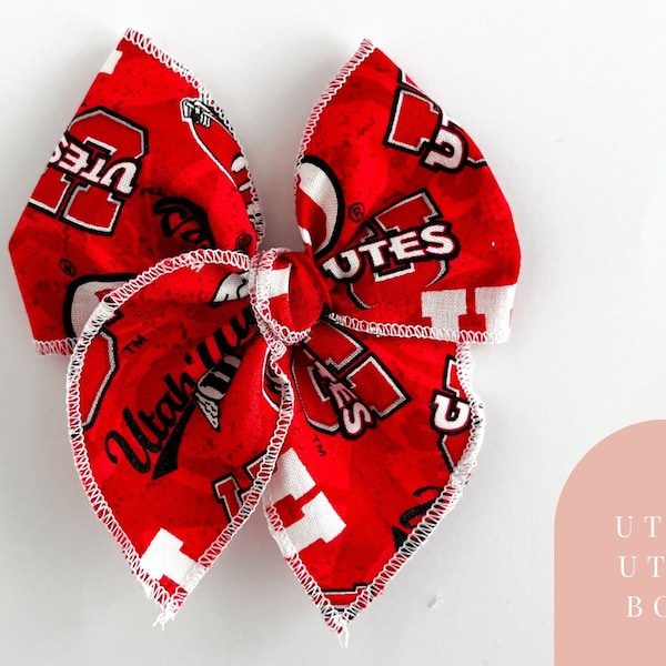 Utah Utes Bow - NCAA hair bow, Utes hair clip, Utah hair bow, Utes accessories, Utah Utes fan gear, Utah football bow, girl football bow