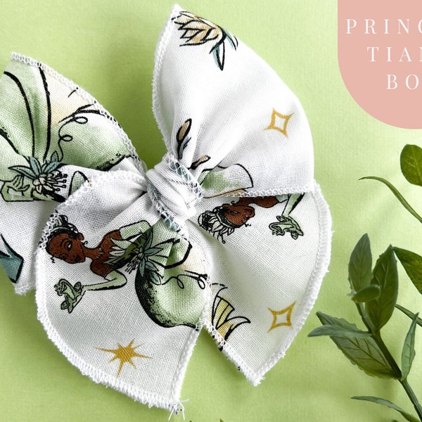 Princess and the Frog Bow - Tiana Hair Bow for Little Girls, Princess Tiana headband for baby, Tiana inspired dress up accessories