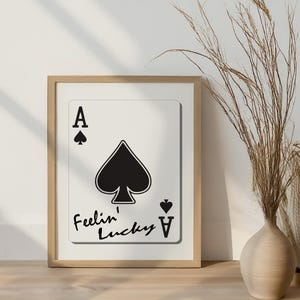 Póster con impresión artística de Ace of Spades de Feelin' Lucky, impresión retro de moda con naipes, impresión con ilustración divertida de mediados de siglo, arte de pared de cocina moderno