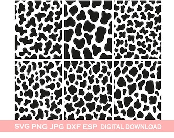 牛柄パターンバンドル、動物の斑点（SVG、PNG、JPG、EPS）（デジタル
