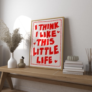 Eu acho que gosto deste pôster de impressão artística de Little Life, impressão retrô vintage na moda, impressão de meados do século, arte de parede de cozinha moderna, pôster minimalista
