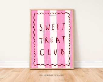Sweet Treat Club Poster, Retro Kitchen Wall Art, Playful Food Print