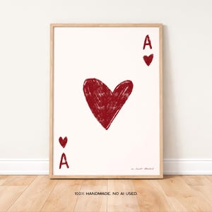 Ace of Hearts Card Art Print, Mid Century Modern Bar Cart Decor (Digital Download)