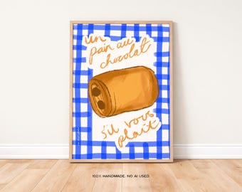 Pain Au Chocolat Art Print, Trendy Mid Century Modern Kitchen Decor
