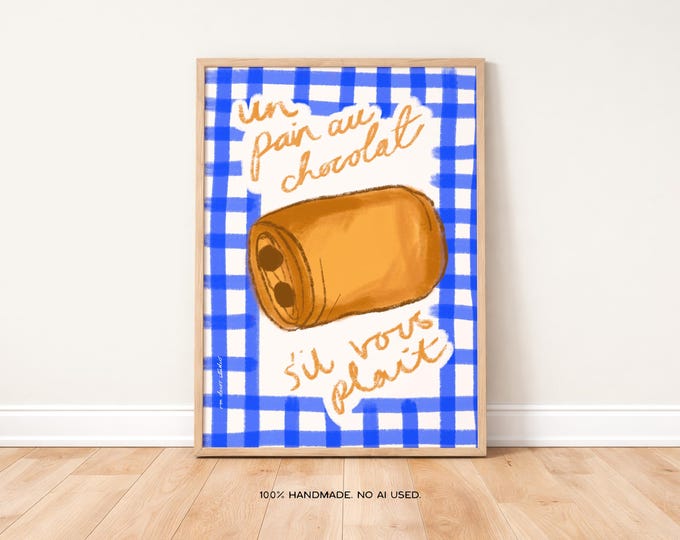 Pain Au Chocolat Art Print, Trendy Mid Century Modern Kitchen Decor