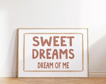 Sweet Dreams Art Print, Retro Bedroom Wall Decor