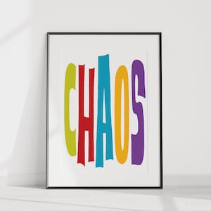Chaos Poster Art Print Poster, Trendy Wall Art , Typography Print, Boho Kitchen Decor, Teens Room Print Dorm Room Art, Bauhaus Style Poster