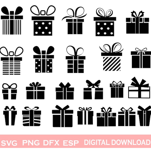 Christmas Gift box Svg Bundle, 23 Wedding Birthday Presents gift dfx eps jpg png AI Files for Cricut & Silhouette, Candy Box svg, Download